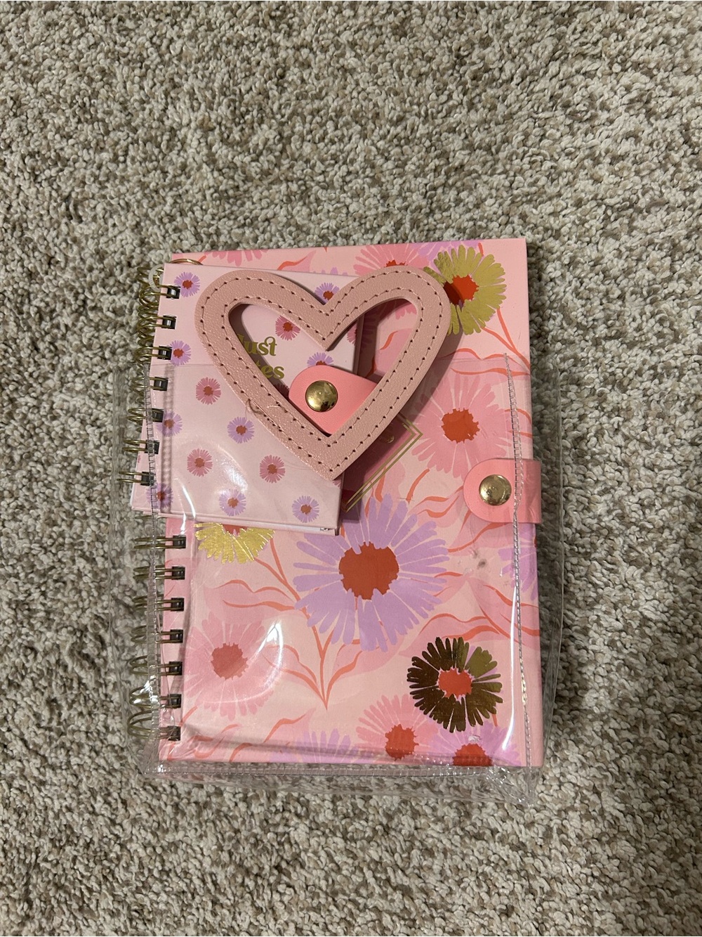 Pink Floral Spiral Notebook [2 pcs] with Heart
